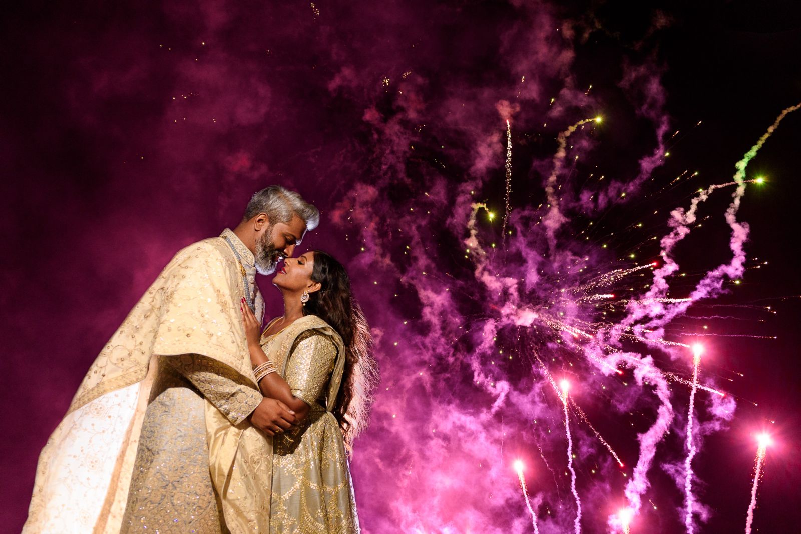 Fireworks wedding couple shoot